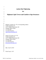 Cover of Anchor Rod Tightening for Highmast Light Towers and Cantilever Sign Structures