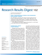 Cover of Public Transportation Systems as the Foundation for Economic Growth