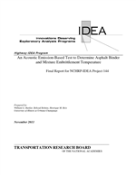 Cover of An Acoustic Emission-Based Test to Determine Asphalt Binder and Mixture Embrittlement Temperature