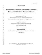 Cover of Portable Emission Measurement System for Emissions of Passenger Rail Locomotives
