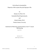 Cover of On the Road to Sustainability: Properties of Hot In-Place Recycled Superpave Mix