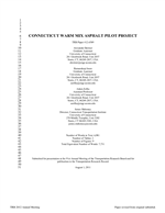 Cover of Warm-Mix Asphalt Pilot Project in Connecticut