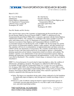 Cover of Committee on Implementing the Research Results of the Second Strategic Highway Research Program (SHRP 2) Letter Report: March 2012