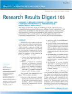 Cover of Summary of Research Findings: Assessing and Comparing Environmental Performance of Major Transit Investments