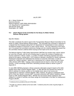 Cover of Letter Report: Interim Report of the Committee for the Study of a Motor Vehicle Rollover Rating System