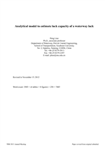 Cover of Analytical Model to Estimate Lock Capacity of a Waterway Lock
