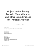 Cover of Objectives for Setting Transfer Time Windows and Other Considerations for Transit Fare Policy