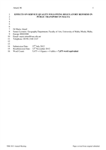 Cover of Effects on Service Quality Following Regulatory Reforms in Public Transport in Malta