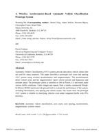 Cover of Wireless Accelerometer-Based Automatic Vehicle Classification Prototype System