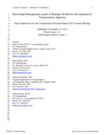 Cover of Knowledge Management as Part of Strategic Workforce Development in Transportation Agencies