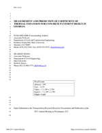 Cover of Measurement and Prediction of Coefficient of Thermal Expansion for Concrete Pavement Design in Georgia