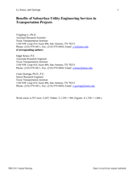 Cover of Benefits of Subsurface Utility Engineering Services in Transportation Projects