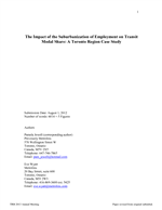 Cover of The Impact of the Suburbanization of Employment on Transit Modal Share: A Toronto Region Case Study
