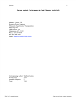 Cover of Porous Asphalt Performance in Cold Climate: Research at MnROAD