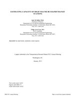 Cover of Estimating Capacity of High-Volume Bus Rapid Transit Stations