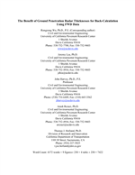 Cover of The Benefit of Ground Penetration Radar Thicknesses for Back-Calculation Using FWD Data