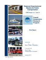 Cover of Regional Organizational Models for Public Transportation
