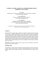 Cover of Lateral Control Assistance and Driver Behavior in Emergency Situations
