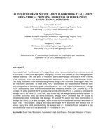 Cover of Automated Crash Notification Algorithms: Evaluation of In-Vehicle Principal Direction of Force (PDOF) Estimation Algorithms