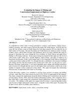 Cover of Evaluating the Impact of Mining and Construction Employment on Highway Crashes