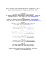 Cover of Risk Attitude, Perception, Behavior, and Personality as Indicators of a Driver’s Risk Awareness in China
