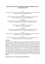Cover of Research Between Aggressive Driving Behavior and Type-A Behavior