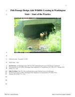 Cover of Fish Passage Design Aids Wildlife Crossing in Washington State - State of the Practice