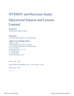 Cover of NYSDOT and Hurricane Sandy: Operational Impacts and Lessons Learned