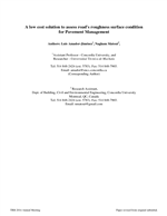 Cover of A Low Cost Solution to Assess Road's Roughness Surface Condition for Pavement Management