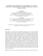 Cover of Calibration of Microsimulation Models to Account for Safety and Operation Factors for Traffic Conflict Risk Analysis