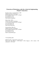 Cover of Protection of Pedestrians as the Key Action for Implementing Poland’s Vision Zero