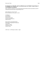 Cover of Evaluating User Benefits and Cost-effectiveness for Public Transit State of Good Repair Investments