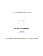 Cover of City Centers and Rapid Transit Ridership