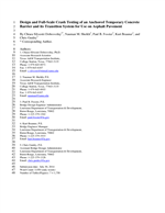 Cover of Design and Full-Scale Crash Testing of an Anchored Temporary Concrete Barrier and its Transition System for Use on Asphalt Pavement