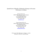 Cover of Quantification of Benefits of Subsurface Drainage on Pavement Performance in Indiana