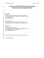 Cover of Overview of State DOT Online Work Zone Safety Public Service Announcements (PSAs)