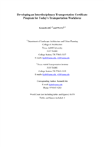 Cover of Developing an Interdisciplinary Transportation Certificate Program for Today’s Transportation Workforce