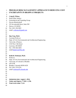 Cover of Program Risk Management Approach to Reducing Cost Uncertainty in Highway Projects