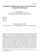 Cover of Designing Sustainable Cities Based on Next Generation’s Cycling Ridership Demand