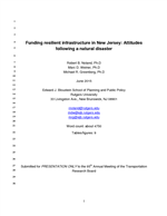 Cover of Funding Resilient Infrastructure in New Jersey: Attitudes Following a Natural Disaster
