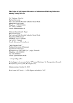 Cover of Value of Self-report Measures as Indicators of Driving Behaviors among Young Drivers