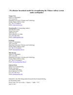 Cover of Pre-disaster Investment Model for Strengthening the Chinese Railway System Under Earthquakes