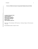 Cover of The Case of Public Involvement in Transportation Planning Using Social Media