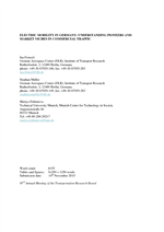 Cover of Electric Mobility in Germany: Understanding Pioneers and Market Niches in Commercial Traffic
