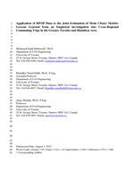 Cover of Application of RP/SP Data to the Joint Estimation of Mode Choice Models: Lessons Learned from an Empirical Investigation into Cross-Regional Commuting Trips in the Greater Toronto and Hamilton Area