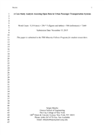Cover of A Case Study Analysis Assessing Open Data in Urban Passenger Transportation Systems