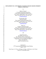 Cover of Development of New Highway-Railroad Grade Crossing Priority Formula for Texas