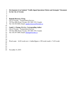 Cover of Development of an Updated "Traffic Signal Operations Policies and Strategies" Document for the City of Toronto