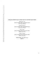 Cover of Urban Travel Behavior and Consumer Interest in Alternative Fuel Vehicles