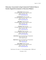 Cover of Outcome Assessment Using Connected Vehicle Data to Justify Signal Investments to Decision Makers